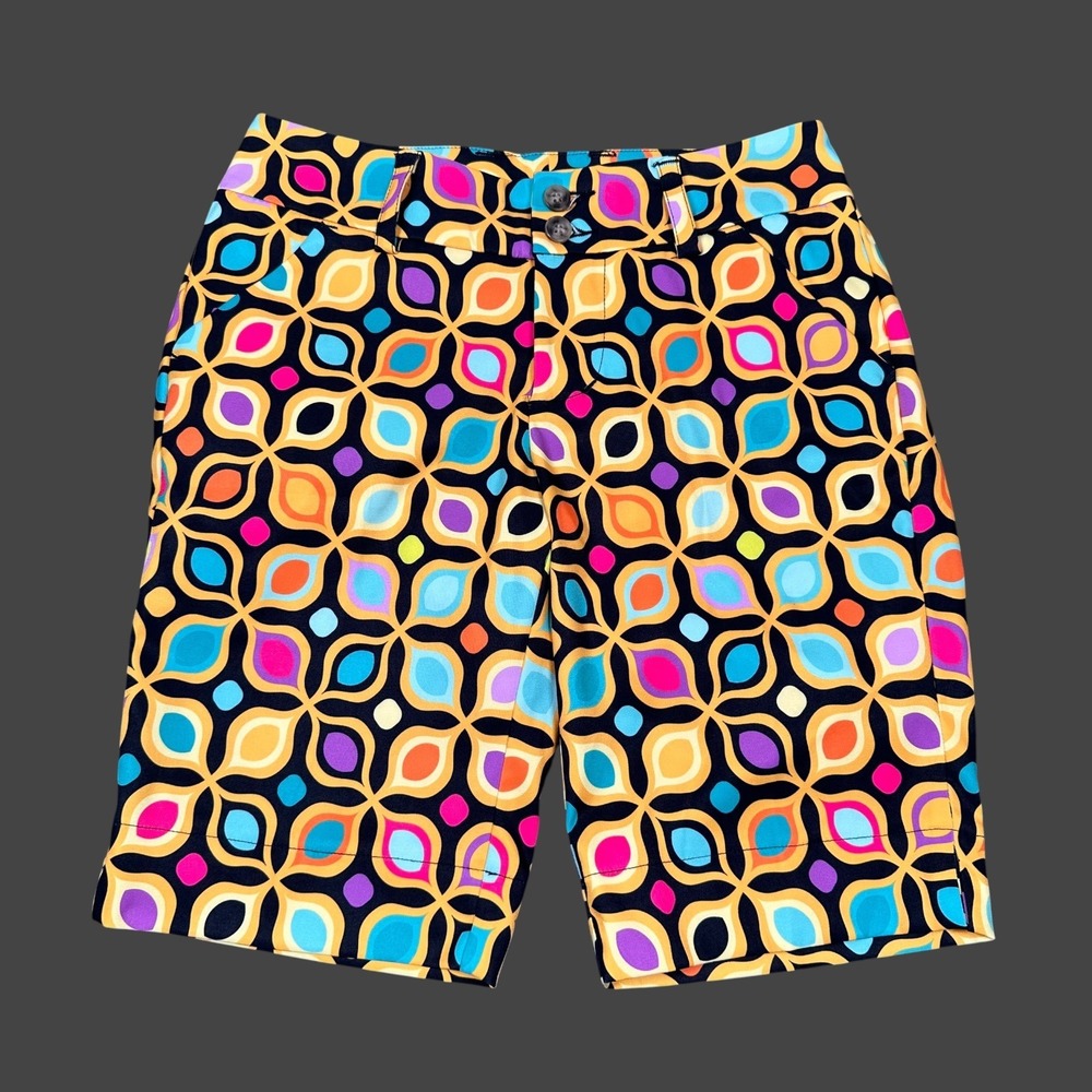 Loudmouth Golf Shorts Women's Size 00 Multi-Color Retro Geometric Print